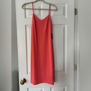 V-neck coral midi dress